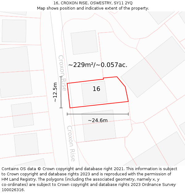 16, CROXON RISE, OSWESTRY, SY11 2YQ: Plot and title map