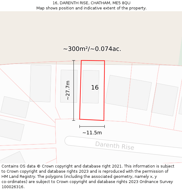 16, DARENTH RISE, CHATHAM, ME5 8QU: Plot and title map