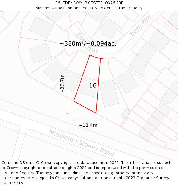 16, EDEN WAY, BICESTER, OX26 2RP: Plot and title map