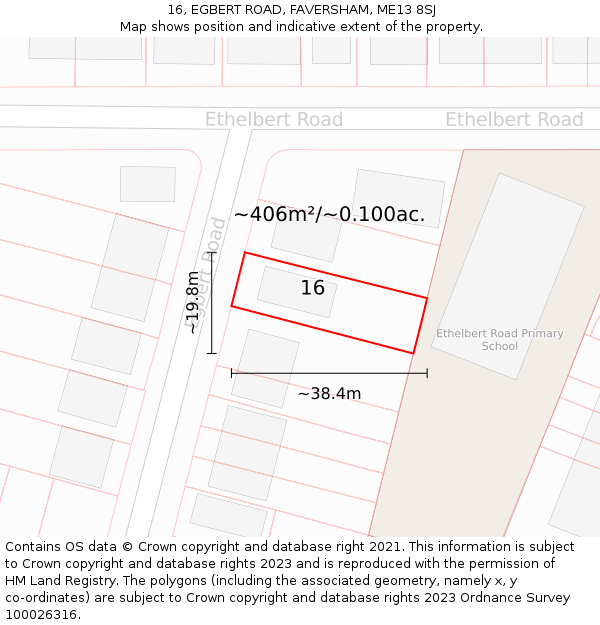 16, EGBERT ROAD, FAVERSHAM, ME13 8SJ: Plot and title map