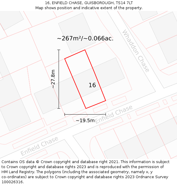 16, ENFIELD CHASE, GUISBOROUGH, TS14 7LT: Plot and title map