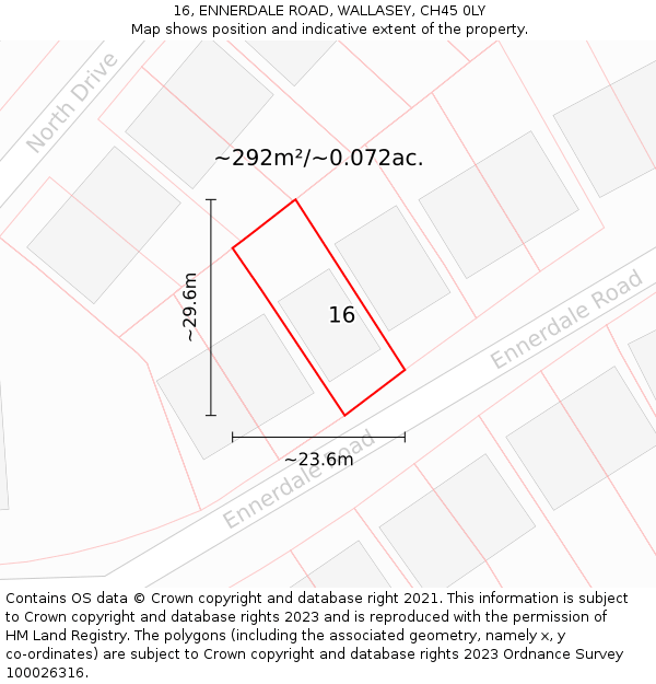 16, ENNERDALE ROAD, WALLASEY, CH45 0LY: Plot and title map