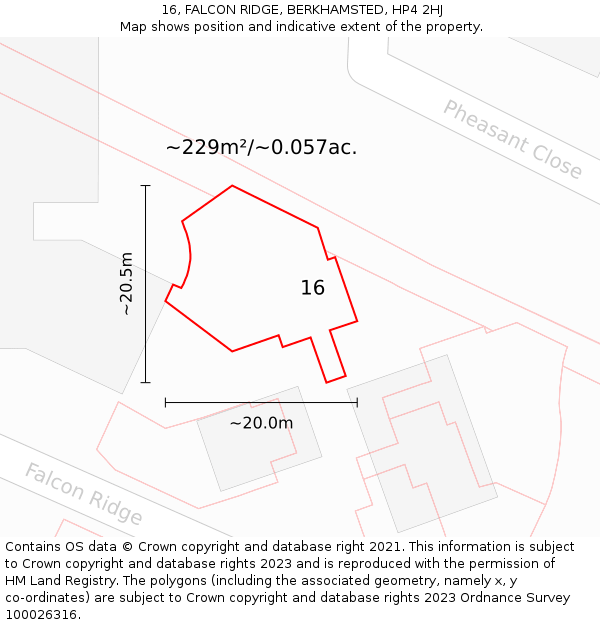 16, FALCON RIDGE, BERKHAMSTED, HP4 2HJ: Plot and title map