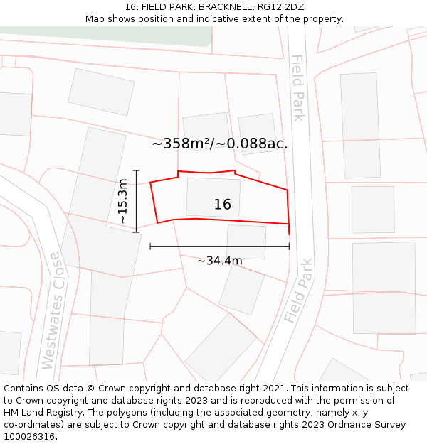 16, FIELD PARK, BRACKNELL, RG12 2DZ: Plot and title map