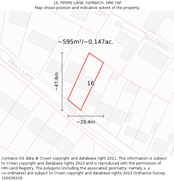 16, FIFERS LANE, NORWICH, NR6 7AF: Plot and title map