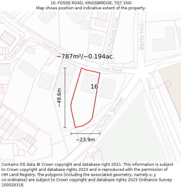 16, FOSSE ROAD, KINGSBRIDGE, TQ7 1NG: Plot and title map