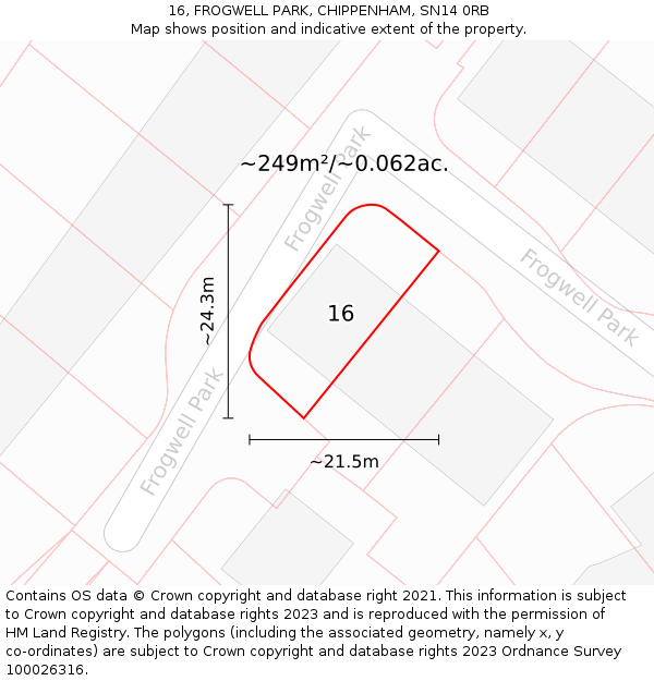 16, FROGWELL PARK, CHIPPENHAM, SN14 0RB: Plot and title map