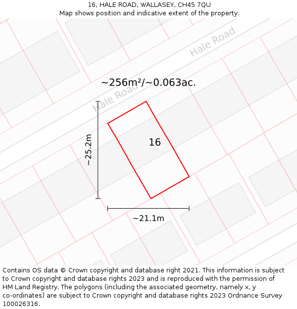 16, HALE ROAD, WALLASEY, CH45 7QU: Plot and title map