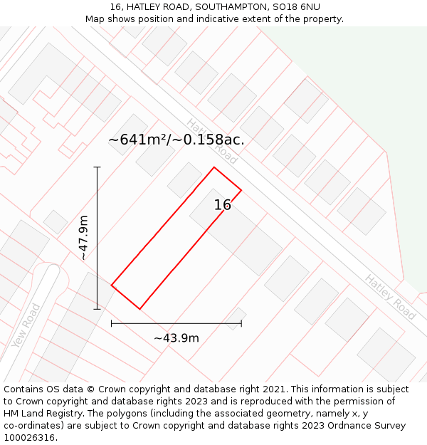 16, HATLEY ROAD, SOUTHAMPTON, SO18 6NU: Plot and title map