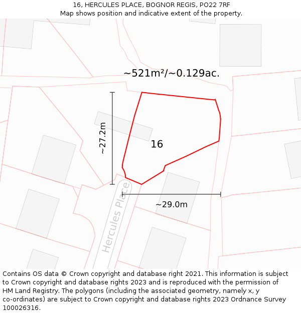 16, HERCULES PLACE, BOGNOR REGIS, PO22 7RF: Plot and title map