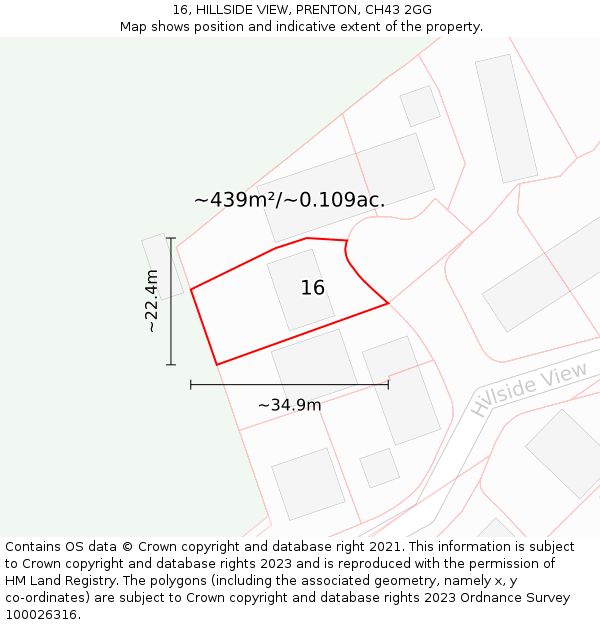 16, HILLSIDE VIEW, PRENTON, CH43 2GG: Plot and title map