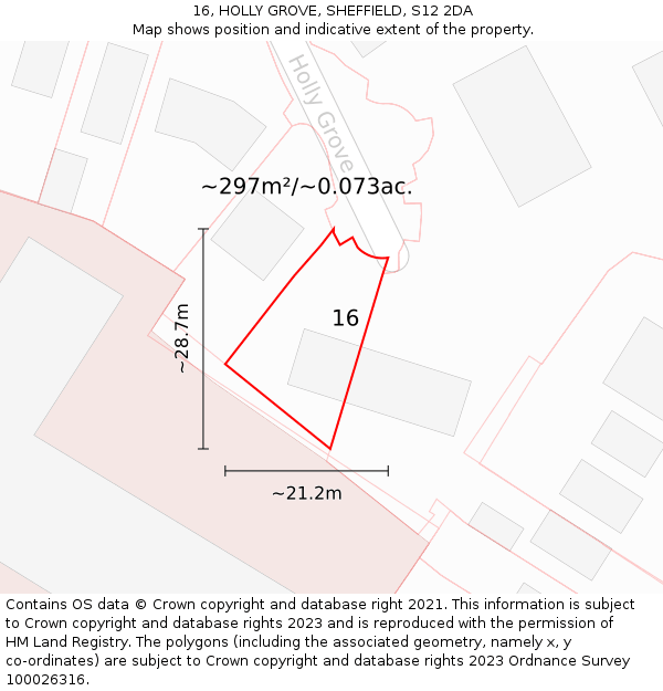16, HOLLY GROVE, SHEFFIELD, S12 2DA: Plot and title map