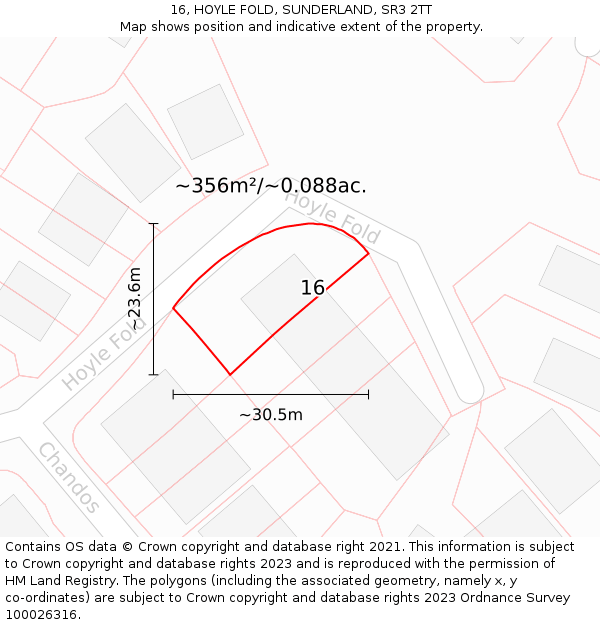 16, HOYLE FOLD, SUNDERLAND, SR3 2TT: Plot and title map