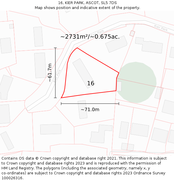 16, KIER PARK, ASCOT, SL5 7DS: Plot and title map