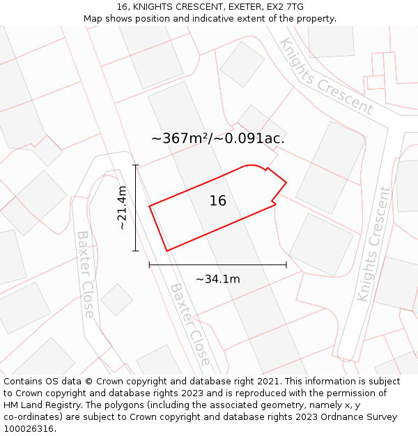 16, KNIGHTS CRESCENT, EXETER, EX2 7TG: Plot and title map