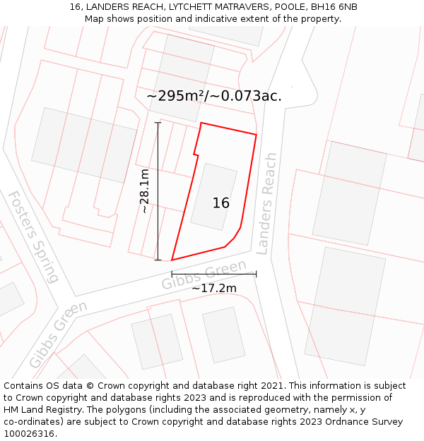 16, LANDERS REACH, LYTCHETT MATRAVERS, POOLE, BH16 6NB: Plot and title map