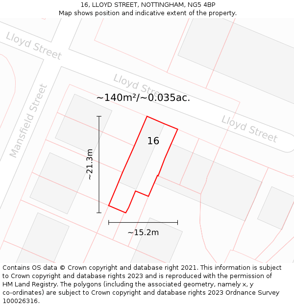 16, LLOYD STREET, NOTTINGHAM, NG5 4BP: Plot and title map
