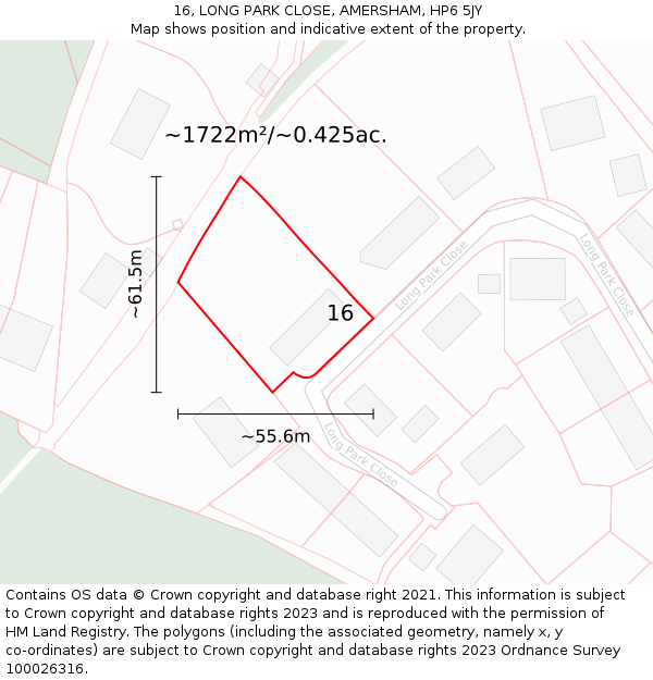 16, LONG PARK CLOSE, AMERSHAM, HP6 5JY: Plot and title map