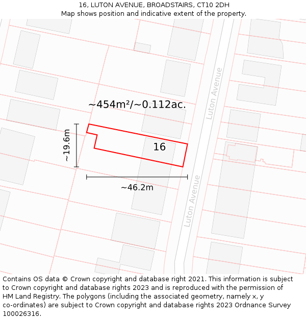 16, LUTON AVENUE, BROADSTAIRS, CT10 2DH: Plot and title map