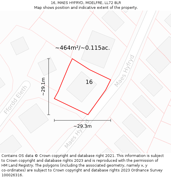 16, MAES HYFRYD, MOELFRE, LL72 8LR: Plot and title map