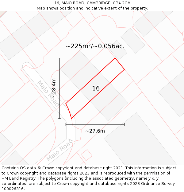 16, MAIO ROAD, CAMBRIDGE, CB4 2GA: Plot and title map