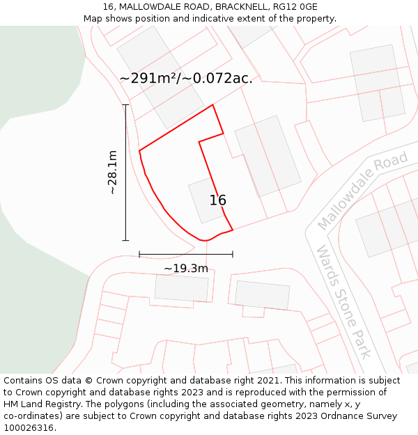 16, MALLOWDALE ROAD, BRACKNELL, RG12 0GE: Plot and title map
