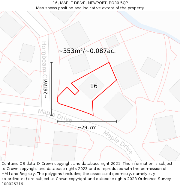 16, MAPLE DRIVE, NEWPORT, PO30 5QP: Plot and title map