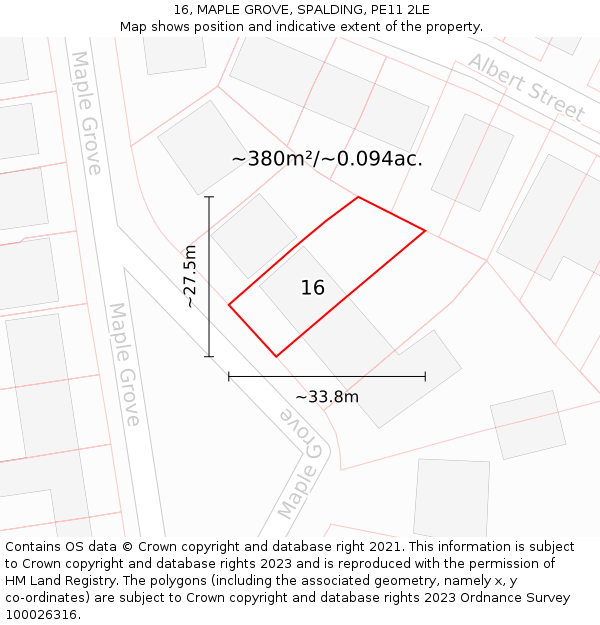 16, MAPLE GROVE, SPALDING, PE11 2LE: Plot and title map