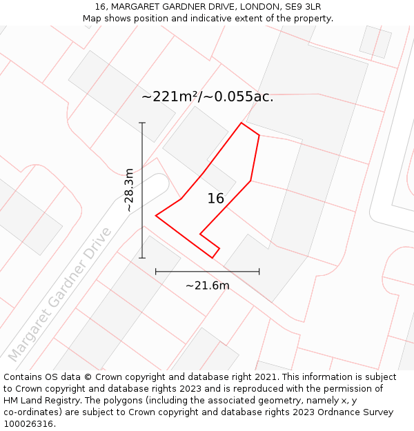 16, MARGARET GARDNER DRIVE, LONDON, SE9 3LR: Plot and title map