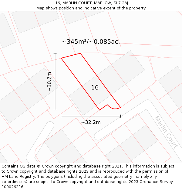 16, MARLIN COURT, MARLOW, SL7 2AJ: Plot and title map