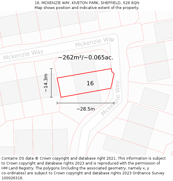 16, MCKENZIE WAY, KIVETON PARK, SHEFFIELD, S26 6QN: Plot and title map