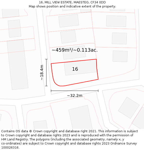 16, MILL VIEW ESTATE, MAESTEG, CF34 0DD: Plot and title map