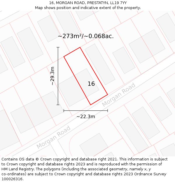 16, MORGAN ROAD, PRESTATYN, LL19 7YY: Plot and title map