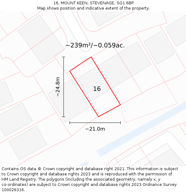 16, MOUNT KEEN, STEVENAGE, SG1 6BP: Plot and title map