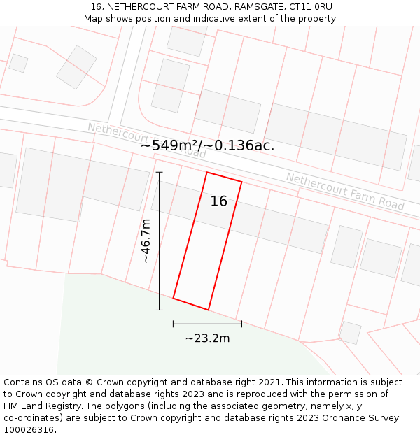 16, NETHERCOURT FARM ROAD, RAMSGATE, CT11 0RU: Plot and title map