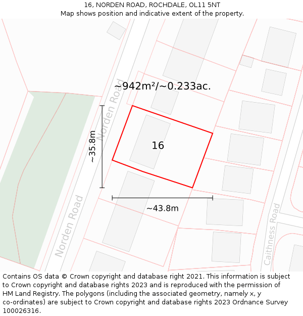 16, NORDEN ROAD, ROCHDALE, OL11 5NT: Plot and title map