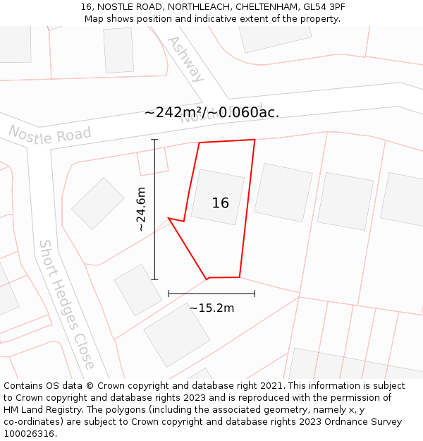 16, NOSTLE ROAD, NORTHLEACH, CHELTENHAM, GL54 3PF: Plot and title map