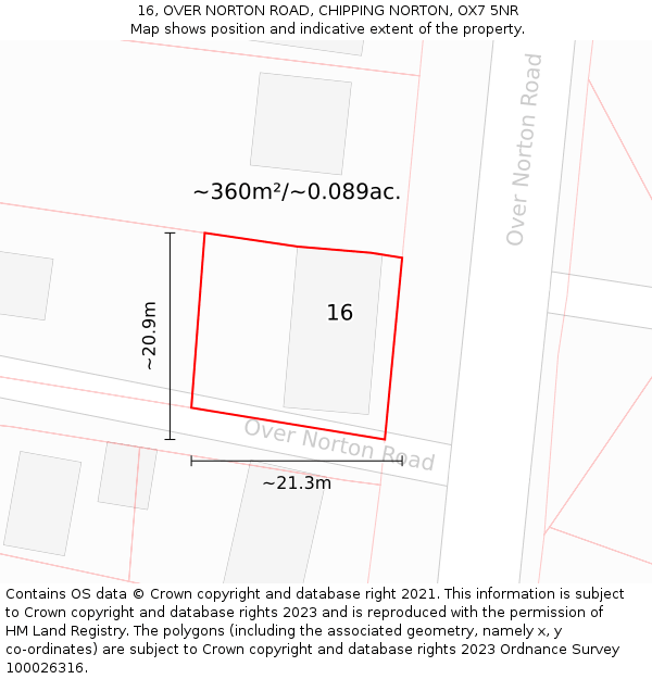 16, OVER NORTON ROAD, CHIPPING NORTON, OX7 5NR: Plot and title map