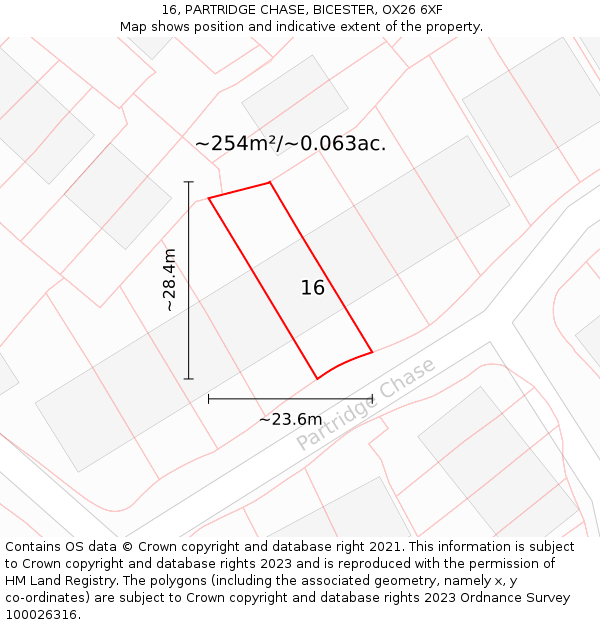 16, PARTRIDGE CHASE, BICESTER, OX26 6XF: Plot and title map