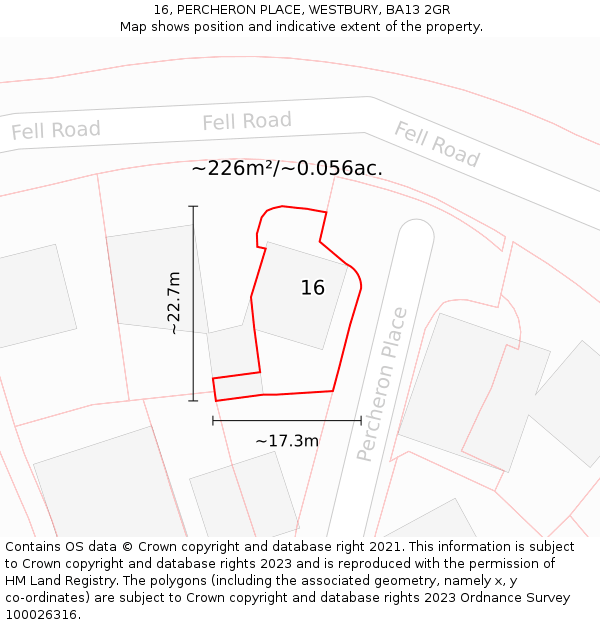 16, PERCHERON PLACE, WESTBURY, BA13 2GR: Plot and title map