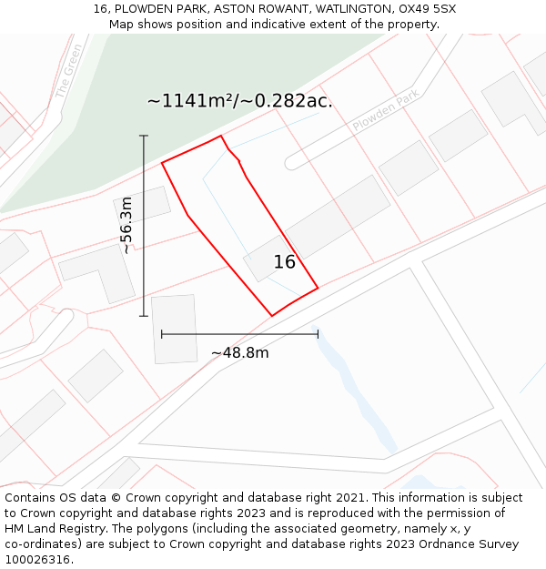 16, PLOWDEN PARK, ASTON ROWANT, WATLINGTON, OX49 5SX: Plot and title map