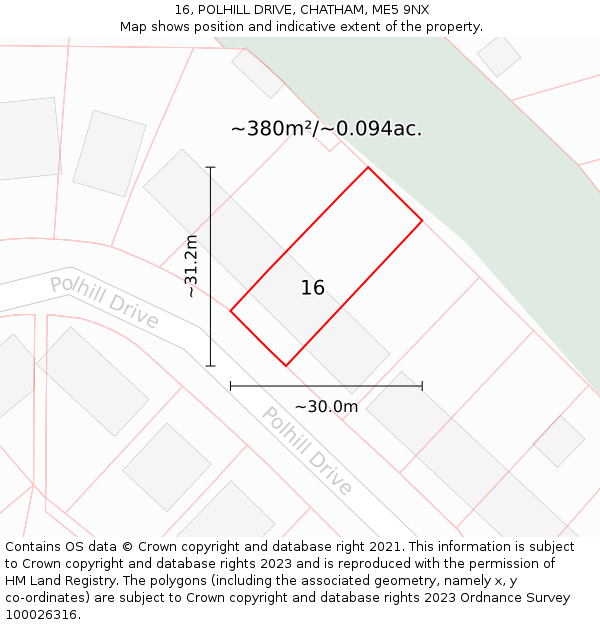16, POLHILL DRIVE, CHATHAM, ME5 9NX: Plot and title map