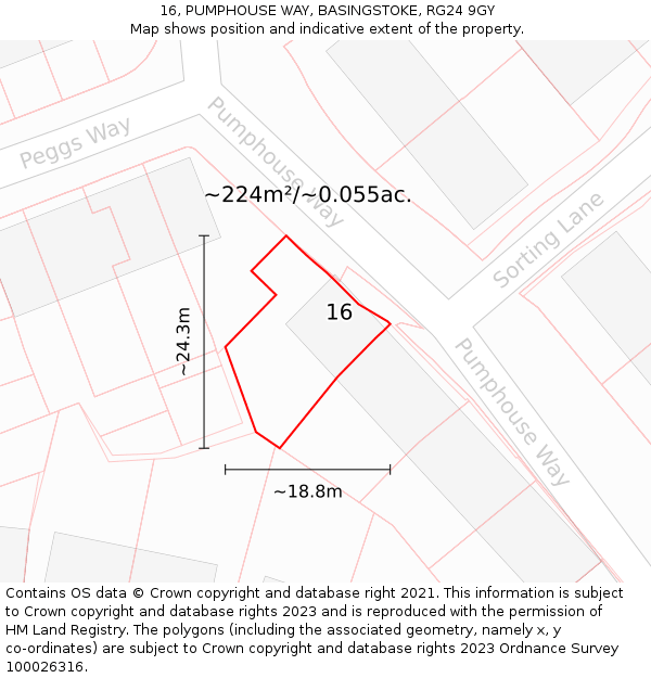 16, PUMPHOUSE WAY, BASINGSTOKE, RG24 9GY: Plot and title map