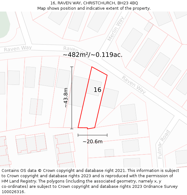 16, RAVEN WAY, CHRISTCHURCH, BH23 4BQ: Plot and title map