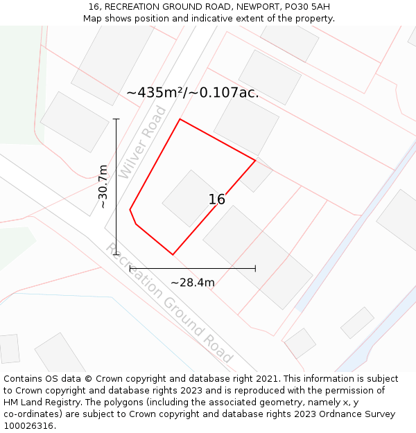16, RECREATION GROUND ROAD, NEWPORT, PO30 5AH: Plot and title map