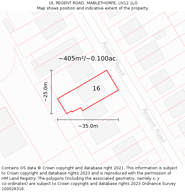 16, REGENT ROAD, MABLETHORPE, LN12 1LG: Plot and title map
