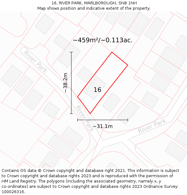 16, RIVER PARK, MARLBOROUGH, SN8 1NH: Plot and title map