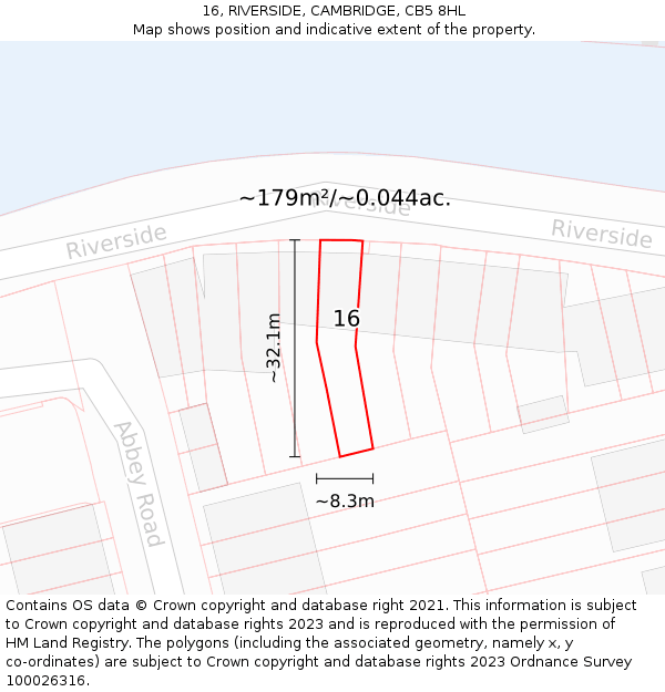 16, RIVERSIDE, CAMBRIDGE, CB5 8HL: Plot and title map