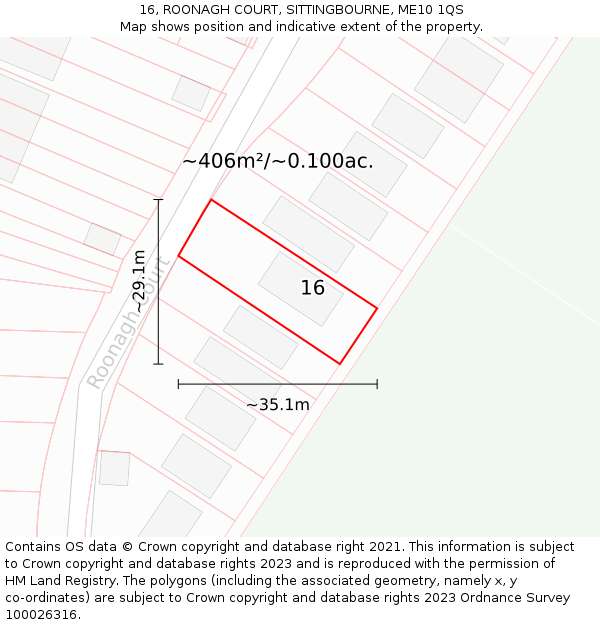 16, ROONAGH COURT, SITTINGBOURNE, ME10 1QS: Plot and title map