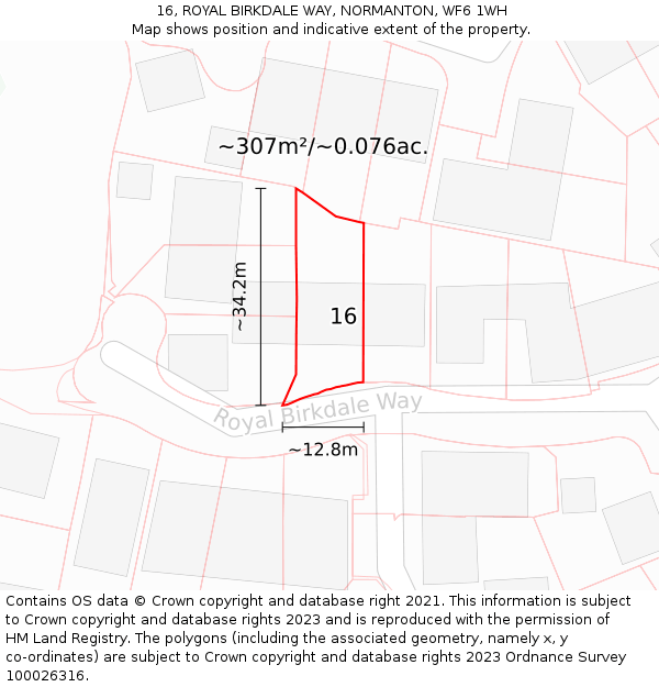 16, ROYAL BIRKDALE WAY, NORMANTON, WF6 1WH: Plot and title map